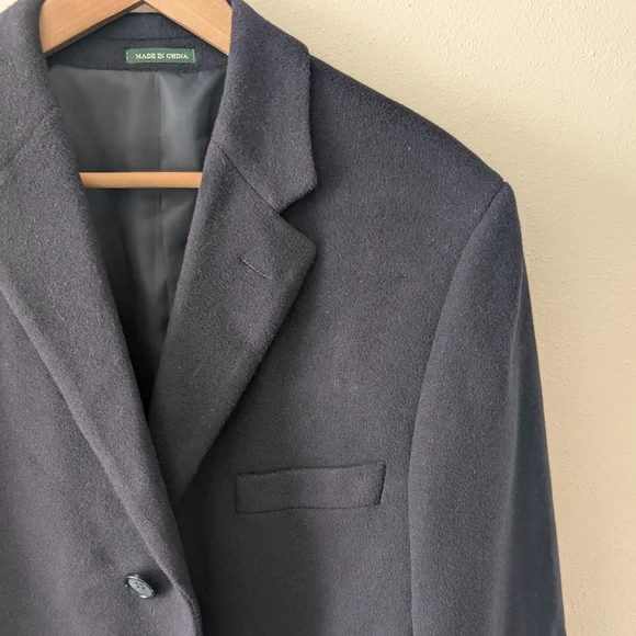 Lauren Ralph Lauren Men's Black Overcoat Coat Cashmere And Wool 100% 38R Mens - Picture 5 of 11